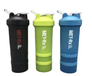 Bouteille de fitness en plastique avec boule à secouer, tasse à secouer en plastique, bouteilles de Shaker de protéines de gym, logo personnalisé