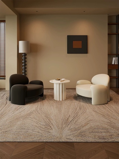 Luxury Living Room Furniture Set 2 Pcs Upholstered Armchairs and Modern Round Coffee Table Combo