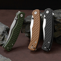 Couteau pliant en acier D2 avec manche en G10, lame finition satinée, couteau utilitaire portable EDC pour le camping et la randonnée