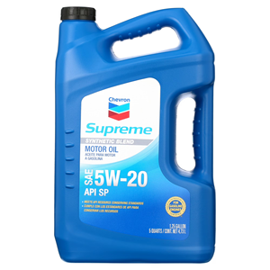 Aceite de Motor Sintético Chevron Supreme Antidesgaste 5W-20, Botellas de 5 Cuartos, Lubricante Automotriz Estadounidense - Product Image 1