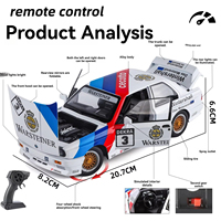 Voiture miniature RC en métal moulé sous pression 1:24 pour modèle M3 avec effets sonores et lumineux, jouet décoratif