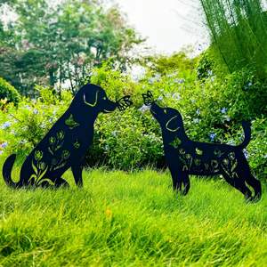 Piquets de <span class=keywords><strong>jardin</strong></span> en forme de silhouette de labrador, papillons et fleurs, décoration extérieure pour patio, art de <span class=keywords><strong>jardin</strong></span>, ornements de pelouse - Product Image 2