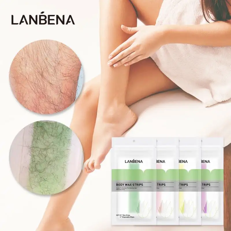 LANBENA Private Label Beeswax Skin Care Body Hair Removal Wax Strips Paper Small Size 4 Color