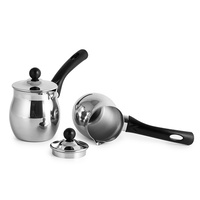 Türkische Kaffeekanne aus Edelstahl mit Deckel Heißgetränk Milch wärmer Arabisches Metall Cezve Ibrik Maker Set für Induktion sherd