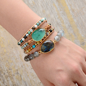 Natural Agate <b>Bracelet</b> Bohemian Style Handmade Jewelry Multi Layer Beaded Wrap <b>Bracelet</b> Gift for Women - Product Image 3