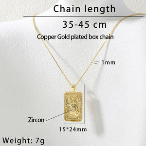 Collar de Tarot Retro, collar cuadrado con símbolo de atracción para hombres y mujeres, collar Punk Sun Moon <span class=keywords><strong>the</strong></span> Fool Magician Empress World - Product Image 6