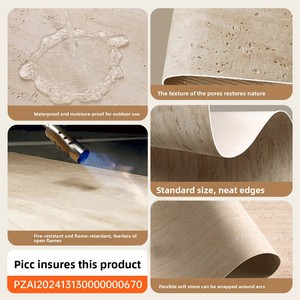 Panel Decorativo Flexible para <span class=keywords><strong>Pared</strong></span> Exterior, Diseño Wabi-Sabi, Travertino Blanco Romano de 3mm de Grosor, Resistente al Fuego y a las Manchas - Product Image 1