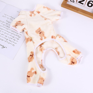 Expédition rapide, vêtements pour animaux de compagnie à quatre pattes en flanelle avec imprimé ours mignon, tenue d'automne et d'hiver pour chiens et chats - Product Image 2