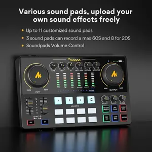 Pour Maono AME2 Interface Audio Studio tout-en-un Streaming en direct <span class=keywords><strong>PC</strong></span> mélangeur de <span class=keywords><strong>guitare</strong></span> équipement de podcast avec <span class=keywords><strong>carte</strong></span> <span class=keywords><strong>son</strong></span> Maonocaster - Product Image 3