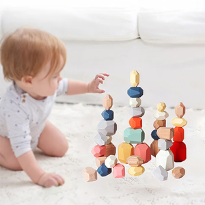 Ensemble de blocs colorés pour enfants, jouets sensoriels Montessori pour tout-petits, jouets en bois pour trier et empiler - Product Image 2