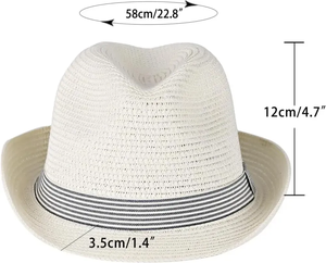 Unisex Panama <b>Hat</b> Toquilla Straw Wide Brim Striped <b>Band</b> Beach Sun <b>Hat</b> Adult Summer Fedora - Product Image 2