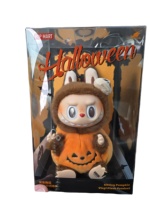 Original Authentique Pop Mart LABUBU les MONSTRES Joyeux Halloween Fête Assis Citrouille Vinyle En Peluche Jouet Pendentif Suspendu Carte Poupée