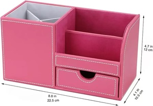 Màu Hồng Chất Lượng Cao PU Da Xách Tay Đa-Chức Năng Bút Chì Chủ Bàn Tổ Chức Văn Phòng Máy Tính Để Bàn Văn Phòng Phẩm Tổ Chức - Product Image 6