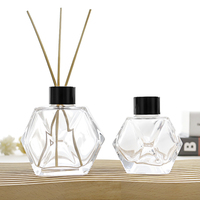 Forme hexagonale 100ml 200ml diffuseur de roseau de luxe bouteille en verre bouteille d'aromathérapie bouteille de diffuseur de parfum d'intérieur