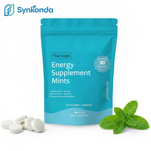 Tabletas de L-Teanina y Cafeína OEM, Mentas Energéticas, Pastillas de Menta Helada Veganas, Suplemento Refrescante para el Cerebro, para Hacer Ejercicio y Estudiar - Product Image 1