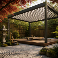 Pergola motorisée en aluminium avec toit à lames rétractables, pavillon de promenade, lames réglables, pour jardin et extérieur, éco-responsable, LED