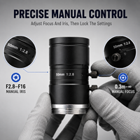Lente de Cámara de Visión Industrial con Montura C de 12MP, 8mm, 12mm, 16mm, 25mm, 35mm, 50mm