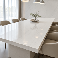 Dalle de pierre frittée blanche 9 mm, polie, émaillée, translucide, marbre Pandora pour mur, plan de travail de cuisine, plan de travail, dessus de table