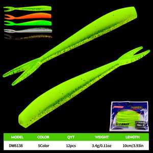 Lot de 12 leurres souples en PVC à queue fourchue de 10 cm et 3,4 g, NOUVEAU, pour la pêche en eau douce, leurres à queue fendue pour achigan, <span class=keywords><strong>brochet</strong></span>, prédateur, mandarinfish - Product Image 4