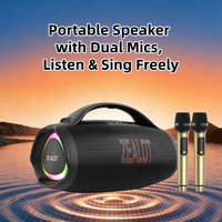 Altavoz Zealot S98M (2MIC) de Plástico de 5.3 Pulgadas con Batería Recargable USB, Luces LED RGB, Micrófono Dual, Potencia de Salida de 160W