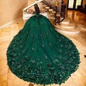 Gaun Pesta Quinceanera LY-QD0044 untuk Gadis 15 Tahun, Korset Atas Berhias Manik-Manik, Bunga 3D, Model Off-Shoulder, Rok Putri Berbahan Lace untuk Remaja - Product Image 1