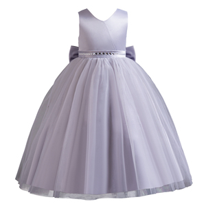 Stile europeo Hepburn ragazza abiti da sposa bambino principessa abito di compleanno per 12Y con scollo a V abiti da ragazza grande con fiocco - Product Image 3