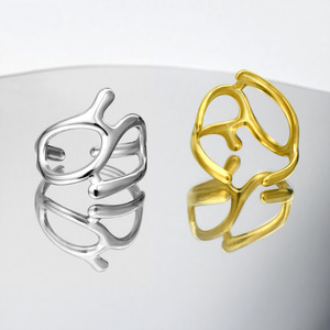 New Exquisite Niche Design Stainless Steel Gold Silver Plated Simple Ring Fashionable Unisex's Geometric Rings Wholesale Jewelry - Product Image 4