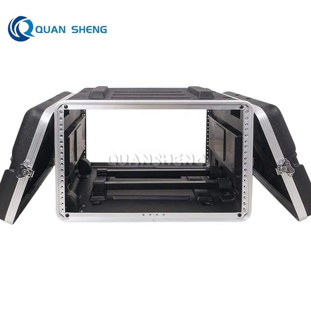 Lightweight Hard Plastic ABS 2U/3U/4U/6U/8U/10U/12U Rack Mount Flight Case for Power Amplifier Cabinet Non-Slip Surface