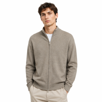 Pull en laine 100% respirant de haute qualité pour homme, style luxueux, design personnalisé, col roulé tricoté, fermeture éclair sur le devant