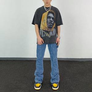 جينز رجالي مخصص بخصر مرتفع وغسيل فاتح، قابل للتنفس وصديق للبيئة، تصميم واسع الساق، مناسب للخريف/الربيع، نسيج عادي - Product Image 6