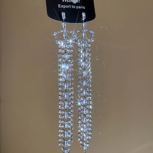 Pendientes de lujo para mujer, largos, con borlas, de circonita y diamantes de imitación, con aguja de plata, ideales para fiestas de boda y cenas. - Product Image 5