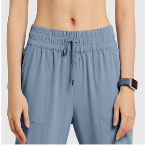 กางเกงจ็อกเกอร์ผู้หญิงผ้าถักน้ำหนักเบา ไนลอนผสมสแปนเด็กซ์ เอวยางยืดแบบรูดเชือก สำหรับออกกำลังกาย ใส่สบายในฤดูใบไม้ร่วง - Product Image 5