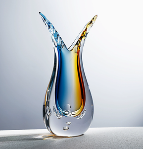 हाथ से उड़ा आधुनिक शैली मुरूनो ग्लास मूर्तिकला अद्भुत टेबलटॉप वेस और लालंइन महान उपहार विचार - Product Image 5