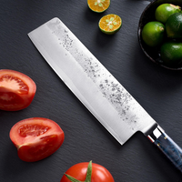 Couteau de chef Gyuto japonais forgé à la main avec lame en acier carbone argenté, manche en bois, ambidextre, style vintage, finition haute brillance