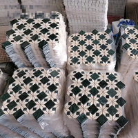 Design classique Beige Vert Jet D'eau Parquet Mur Sol Pierre Marbre Mosaïque Salon Mur Panneau Salle De Bains Carreaux pour Sol Piscine