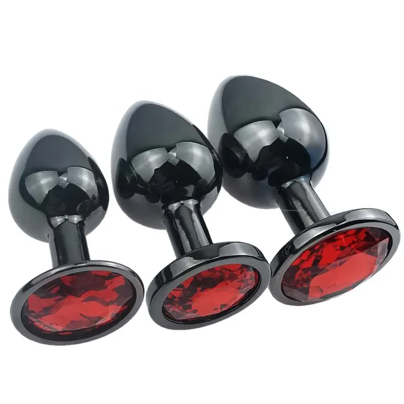 Produk Seks Gunmetal Warna Butt Plug Anal Pemijat Dewasa Manik-manik Seks Anal Mainan Aloi Aluminium