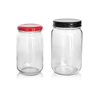 Rundes leeres 370ml Glas Food Jar für Erdnussbutter-Kokosöl-Essiggurken mit 63mm Metall kappe