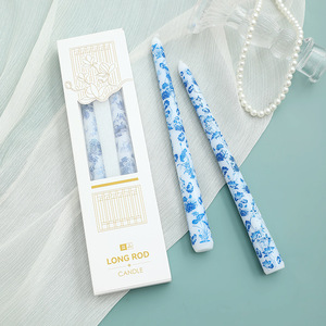 25cm <strong>Blue</strong> White Soybean Mixed Wax Cylindrical Candlestick Chinese Romantic Candlelight Dinner Wedding Festival <strong>Candle</strong> - Product Image 3