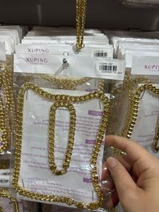 مجوهرات XUPING بالجملة، طقم سلسلة وسوار كوبان لينك مطلي بالذهب، نحاسي، مرصع بالكريستال، بتصميم هيب هوب عصري - Product Image 6