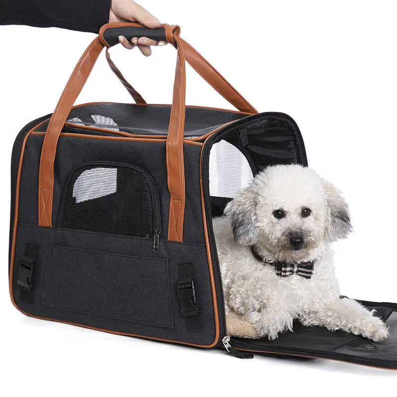 개를위한 통기성 비행기 애완 동물 캐리어 고양이 휴대용 애완 동물 여행 가방