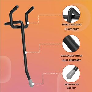 ตะขอแขวนผนังแบบเพ็กบอร์ด ขนาด 2/4/6 นิ้ว 60 ชิ้น สีดำ ผลิตในเวียดนาม ชุดตะขอและรางสำหรับติดตั้งบนเพ็กบอร์ด 60 ตะขอ สไตล์อินดัสเทรียล สีดำ - Product Image 2