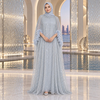 Abaya de luxe noire et or, ornée de perles, à manches cape, style modeste, maxi, pour soirée, kaftan musulman