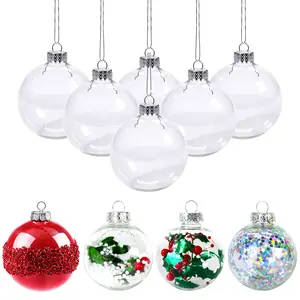 2022 Luxe Kerstballen Ornamenten 8 Cm Plastic Kerstballen Transparant Xmas Tree Sublimatie Christmasballs Decoratie