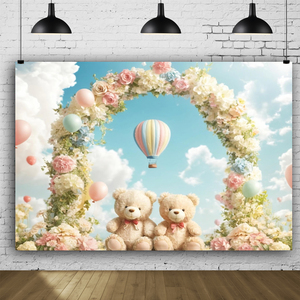 Lindos osos de peluche, globos de aire caliente Los fondos de <span class=keywords><strong>fotos</strong></span> son perfectos para fiestas de cumpleaños y decoraciones de ducha de revelación de género. - Product Image 1