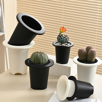 Pot de fleurs en plastique multi-spécifications, surélevé et épaissi, noir et blanc, pour plantes succulentes et vertes, vente en gros