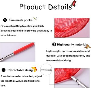 Filets <span class=keywords><strong>attrape</strong></span>-insectes pour enfants, <span class=keywords><strong>filet</strong></span> de pêche télescopique pour enfants pour attraper des insectes, activités de jardin en plein air - Product Image 4