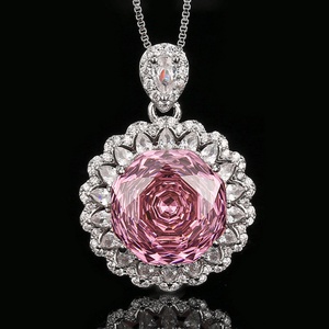 Bulk Wholesale Eco-friendly Rose Cut 14-10MM Copper Cubic Zirconia Necklace <b>Earrings</b> Ring Jewelry <b>Sets</b> for Collections - Product Image 4