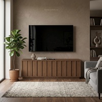 Meuble TV bas en noyer de style moderne du milieu du siècle, meuble TV en bois pour salon, meuble TV en bois