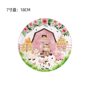 Assiettes, serviettes, gobelets, nappes, couverts et pailles en papier Rose Ferme Fermeuse pour la fête d'anniversaire de Baa Moo Im Two et la fête prénatale - Product Image 2