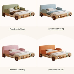 Cama Infantil con Forma de Auto de Carreras, Barandas Desmontables, Listones de Madera Maciza, Cabecera Tapizada Suave, Cama Infantil de Seguridad Personalizada - Product Image 5